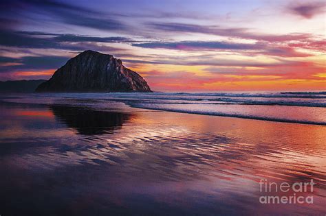 Vibrant Reflections Of Sunset On Morro Bay Beach Sand Photograph By