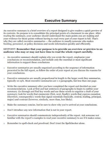 Executive Summary Template Apa Format