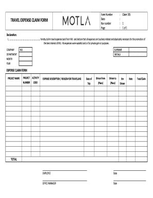 Fillable Online Fw Meter Co Travel Expense Claim Form Fwmetercoza