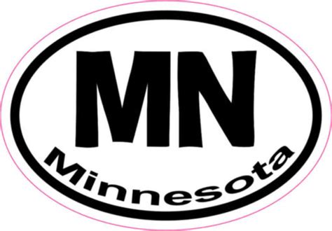 3in X 2in Oval MN Minnesota Sticker Vinyl Car Window State Bumper Decal