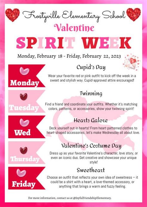 Valentine Spirit Week Template In 2024 Spirit Week Valentines School