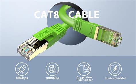 HiiPeak Cable Ethernet Cat 8 Cable De Red Con Conectores Rj45 Oro Para