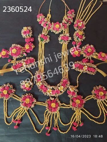 Pink Artificial Pollens Flower Jewellery Set For Baby Shower Jewellery