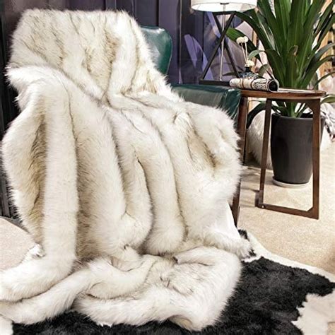 Free Shipping Battilo Luxury White Faux Fur Blanket Warm Decorative