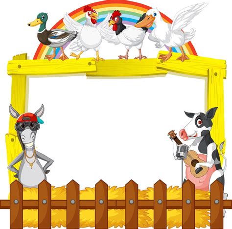 Sign board with animal farm on white background 7208020 Vector Art at ...