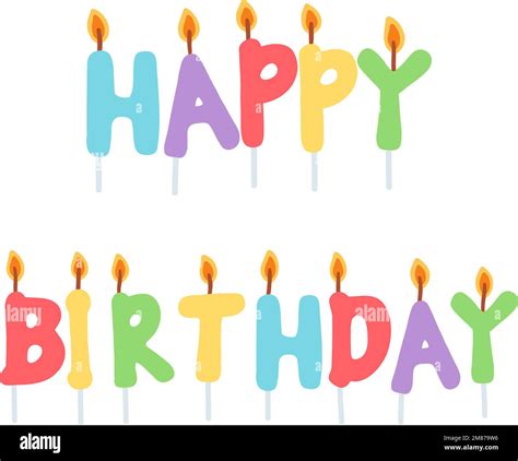 Hand Drawn Colorful Birthday Candles Vector Illustration Of Cake