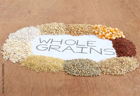 Stockfoto Whole Grains Which Are Healthy Food Indicated By Text