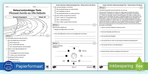 Natuurwetenskap Graad Kwartaal Toets Twinkl