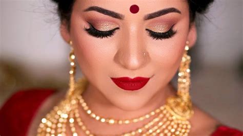 DURGA PUJA MAKEUP TRADITIONAL BENGALI MAKEUP TUTORIAL 2019 Gold