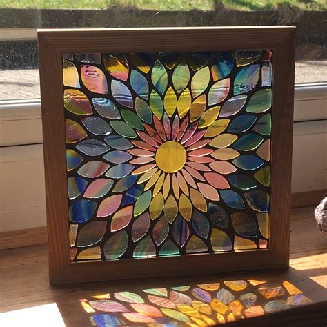 Wood Framed Stained Glass Mosaic Window Ref 105 Siobhan Allen