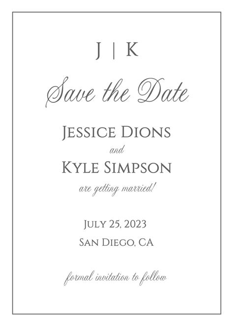 Save The Date Template Monogram And Border Save The Date Etsy Uk