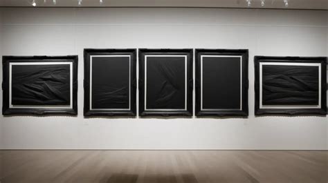 Contemporary Art Museum Exhibition with Minimalist Black Paintings ...