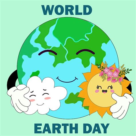 Premium Vector World Earth Day Happy Groovy Globe Character With Sun