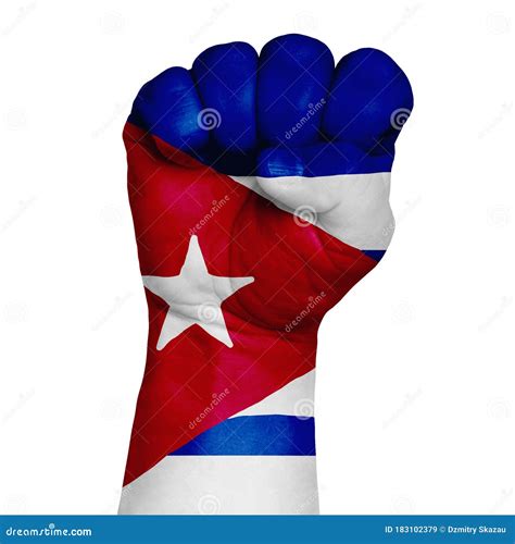 Man Hand Fist Of Cuba Flag Painted Stock Image Image Of Isolated