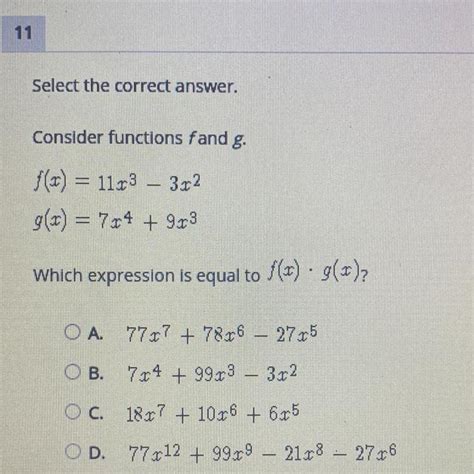 Consider Functions Fand Gfx 11x3 32gx 7x4 933which Expression Is Equal To Fx · G