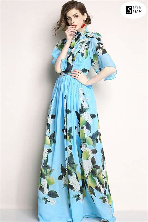 Blue Print Dress Fresh Blue With Vibrant Green Can You Say No To It