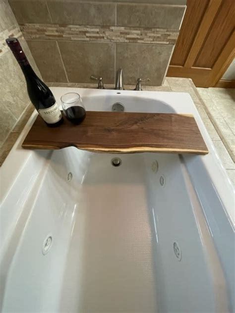 Walnut Bathtub Tray Live Edge 9 1/2" by Shipman Carpentry | Wescover Serveware