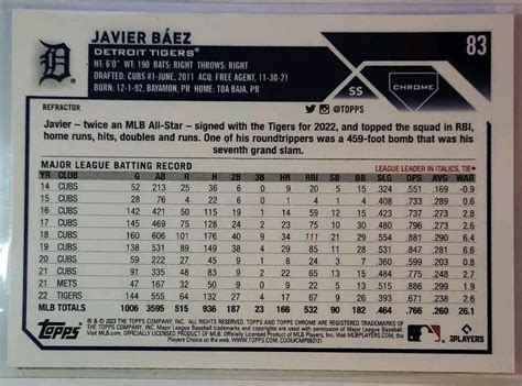 Javier Baez Topps Chrome Refractor Detroit Tigers Ebay