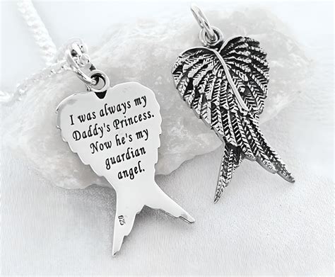 Double Angel Wing Necklace Engraved Wing In Sterling Silver