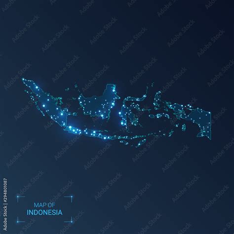 Photo & Art Print Indonesia map with cities, Анна Тощева