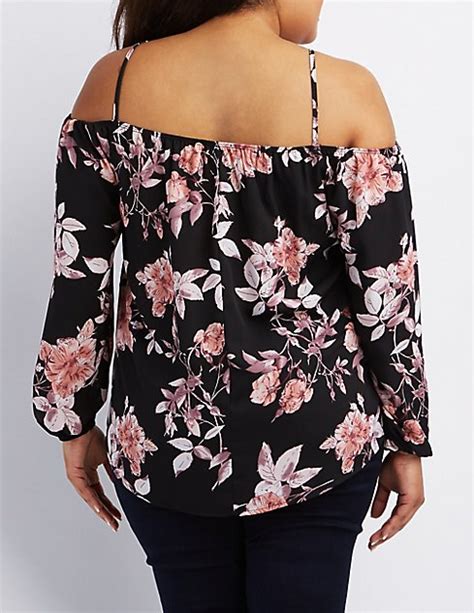 Plus Size Floral Cold Shoulder Top Charlotte Russe