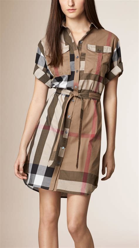 Burberry Check Cotton Box Fit Shirt Dress In Brown Lyst