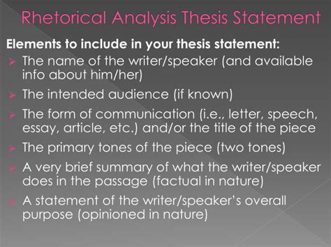 Rhetorical Analysis Thesis Statement