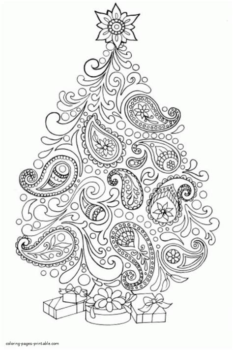 Difficult Christmas Tree Coloring Page Coloring Pages Printablecom