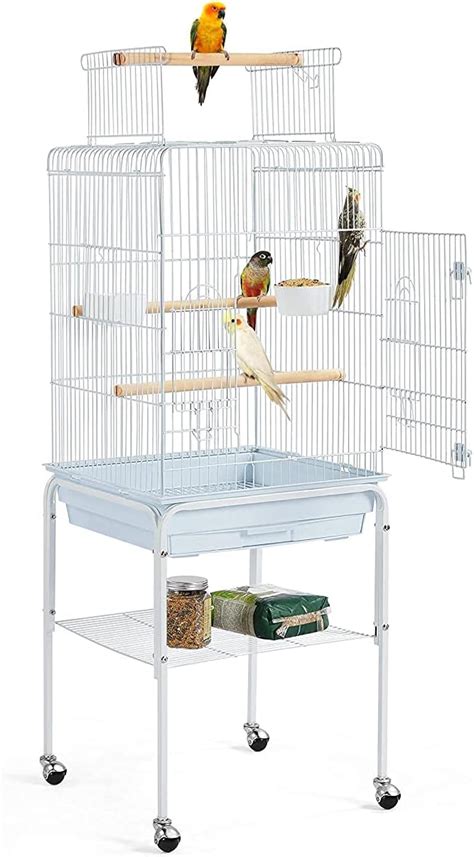 Egardenkart Bird Cage With Rolling Stand White Amazon Ae Pet Supplies