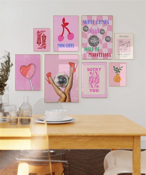 Mega Bundle Gallery Wall Art Eclectic Bundle Set Maximalistic Wall Art Hot Pink Wall Art