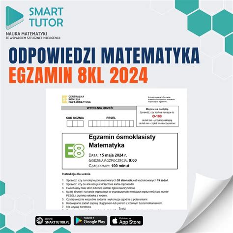 Egzamin 8 Klasisty 2024 Matematyka Odpowiedzi Do Arkusza Smart Tutor