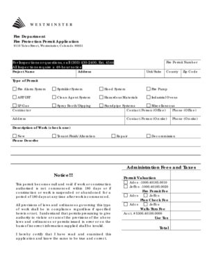 Fillable Online Ci Westminster Co Fire Protection Form For Accela 2 Doc