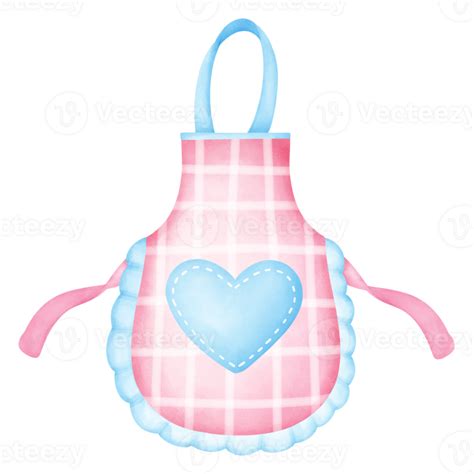 A Cute Pink Apron With A Blue Heart Pocket 38525524 Png