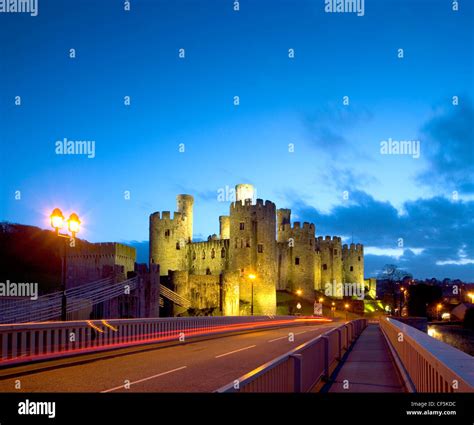 Conwy Castle Lit Up At Dusk The Castle Was An Important Part Of King