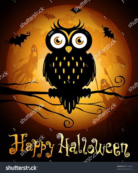 Halloween Illustration Owl Silhouette On Moon Stock Vector (Royalty Free) 86716558 | Shutterstock