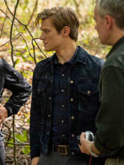 Lucas Till Macgyver Blue Leather Jacket