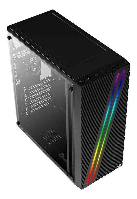 Gabinete Aerocool Streak Black Rgb Gamer Mid Tower Atx Vidri Insumos