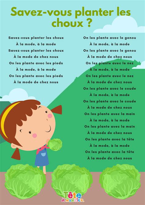 Imprimer Le Texte De La Chanson Savez Vous Planter Les Choux