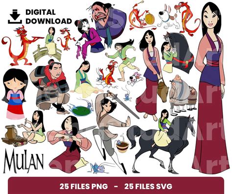 Clipart Bundle Layered Svg Mulan Svg Mushu Li Shang Shan Yu