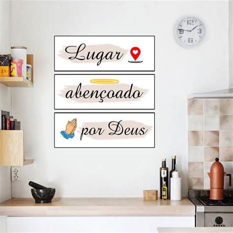 Placas Decorativas Frase Lugar Aben Oado Por Deus X Cm M