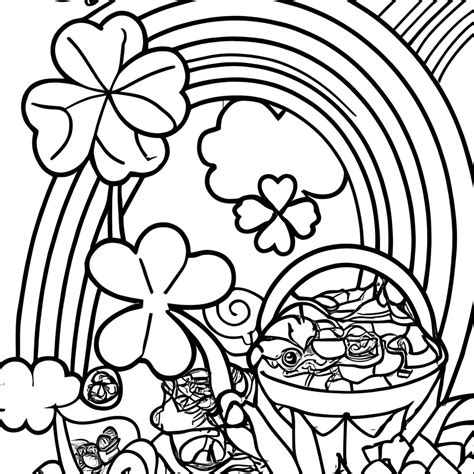 St Patrick S Day Coloring Page Shamrocks And Pot Of Gold At End Of