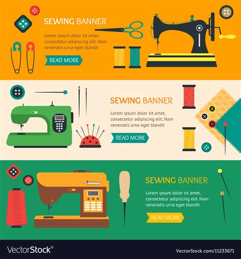 Sewing banner flat design style Royalty Free Vector Image