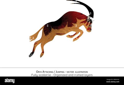 Oryx Attacking Oryx Jumping Vector Illustration Detailed Vector