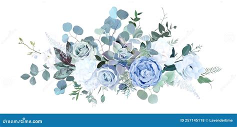 Dusty Blue Rose White Hydrangea Ranunculus Magnolia Anemone