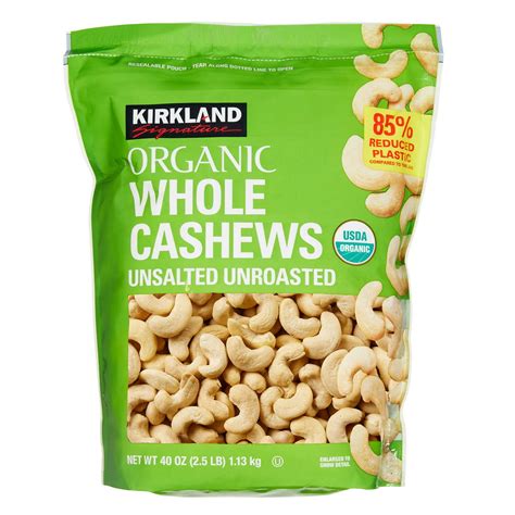 Kirkland Signature Organic Whole Plain Cashews Unsalted Unroasted