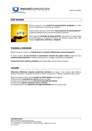 Meroni Comunicare Cartella Stampa Press Kit Pdf