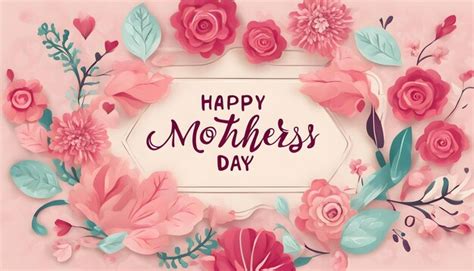 Premium Photo Happy Mothers Day Poster With Pink And Green Leaves And