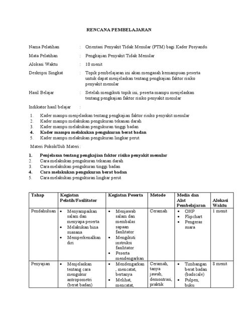 Contoh Rencana Pembelajaran Pdf