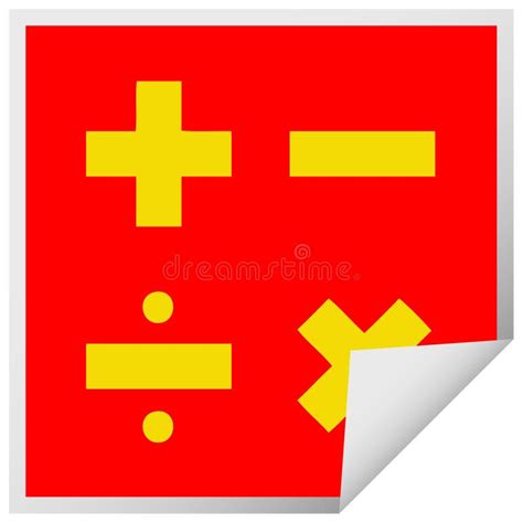 Square Peeling Sticker Cartoon Math Symbols Stock Vector Illustration