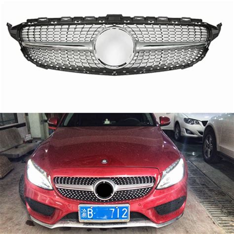 W205 Diamond Style Front Mesh Racing Grill Grille For Mercedes Benz